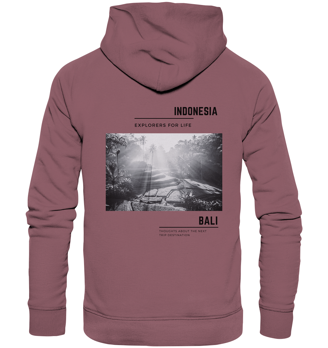 Bio Baumwolle Hoodie vegan fair Nachhaltigkeit Reisen Reisfelder Indonesien Bali