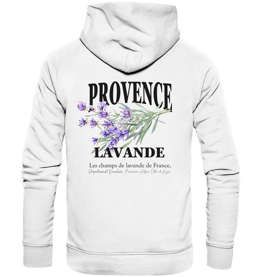 Bio Baumwolle Hoodie vegan fair Nachhaltigkeit Reisen Provence Lavendel