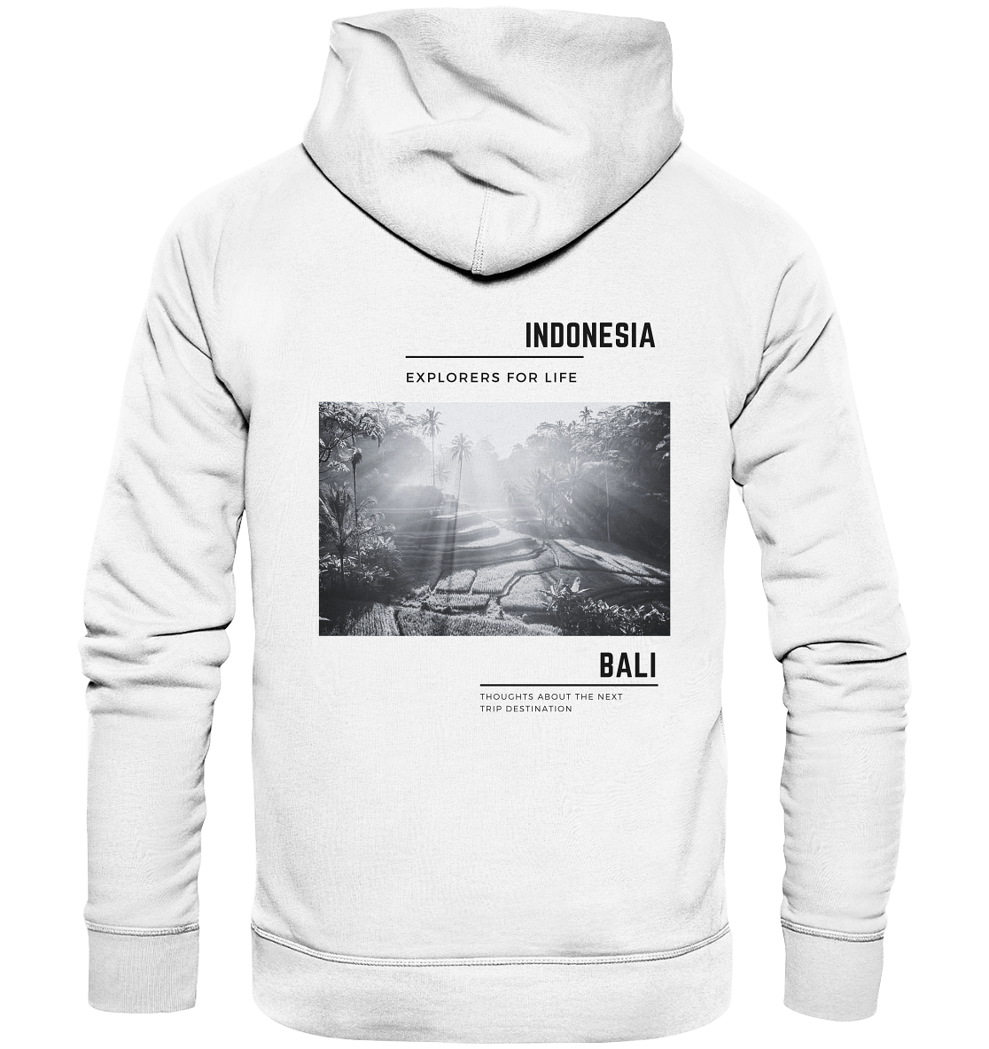 Bio Baumwolle Hoodie vegan fair Nachhaltigkeit Reisen Reisfelder Indonesien Bali