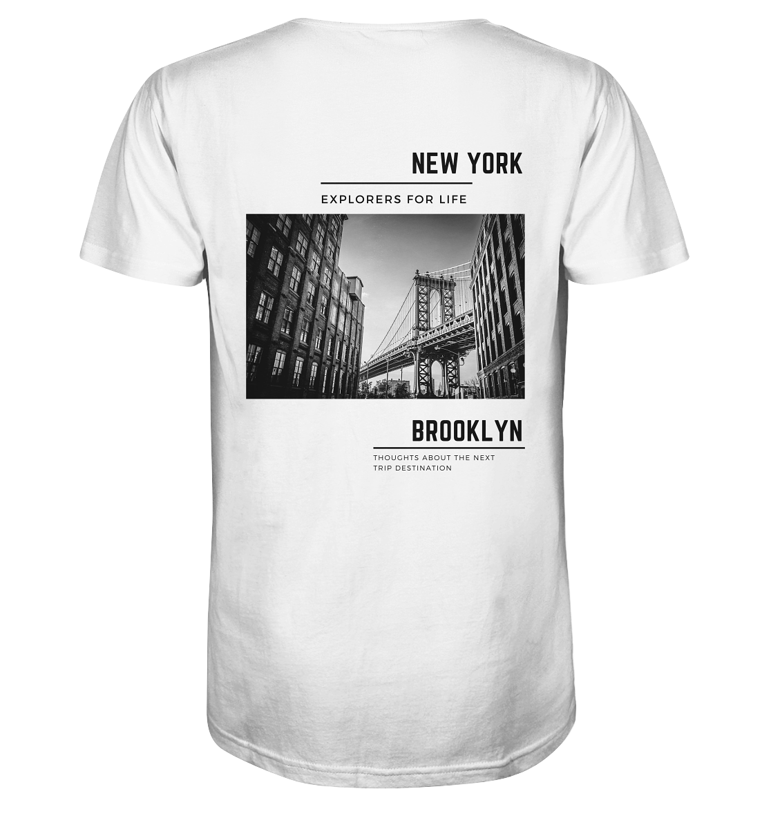 Bio Baumwolle T-Shirt vegan fair Nachhaltigkeit Reisen New York Brooklyn Bridge